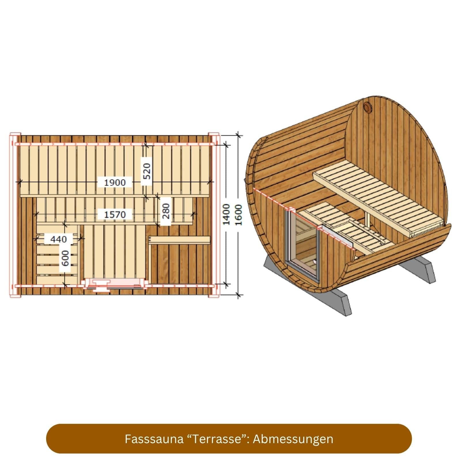 Fasssauna "Terrasse" für 2 Personen