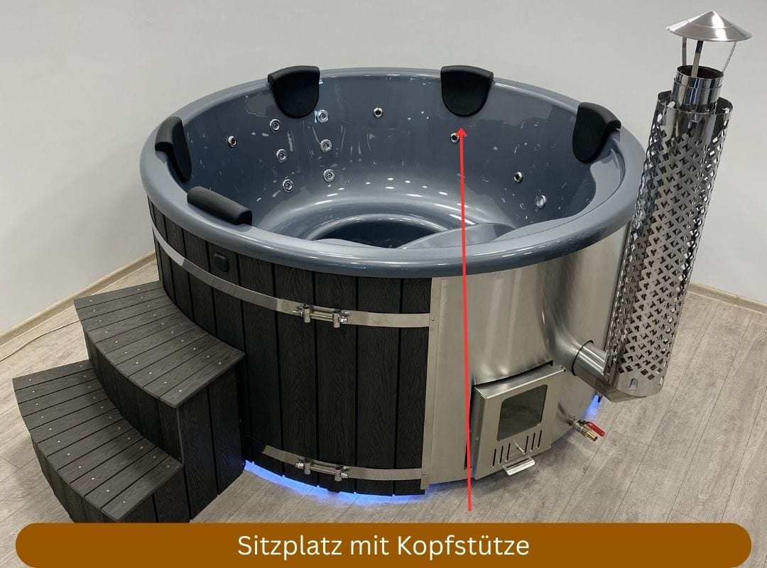 Memelwood Hot Tub 180 mit Acrylwanne und integriertem Holzofen